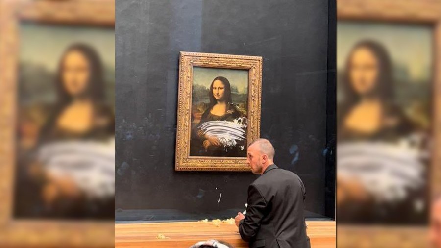Atacan la Gioconda con un tortazo