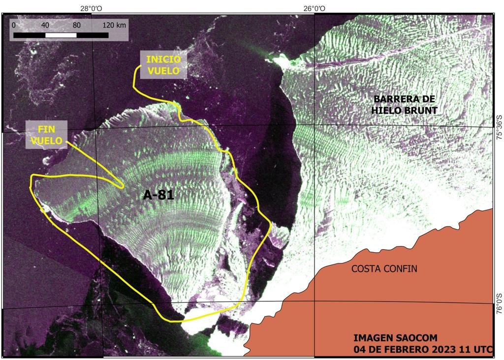 Un témpano que mide 80 metros fuera del agua