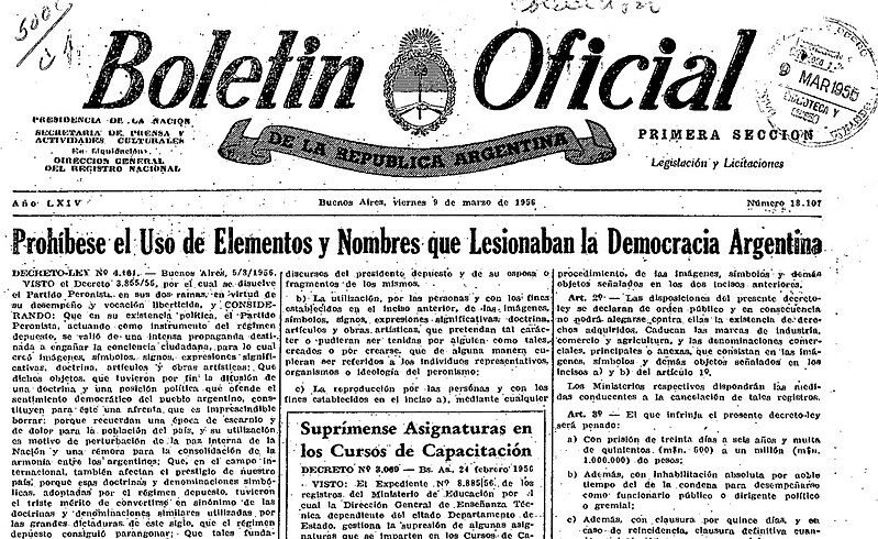 Durante casi una década en Argentina estuvo prohibido nombrar al peronismo