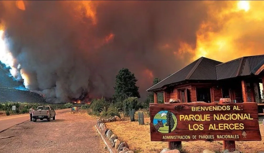 Incendio voraz en el parque nacional los Alerces